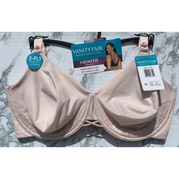 Vanity Fair Radiant Collection Smooth Back Bra 40DDD Light Pink Lace 76571 - Picture 1 of 4